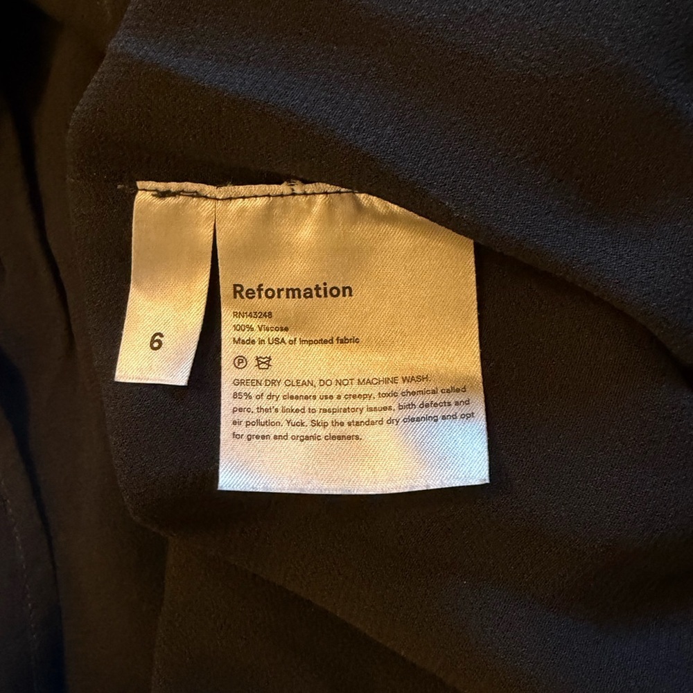 Reformation Rue Black Long Sleeve Dress Size 6 - Picture 8 of 8